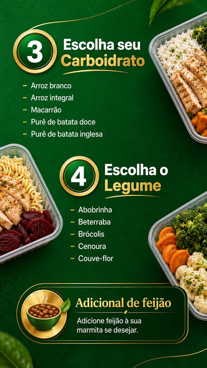Escolha o carboidrato e o legume da sua marmita Thaifit